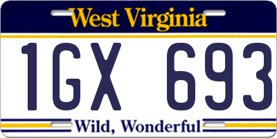 WV license plate 1GX693