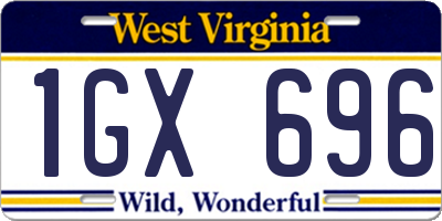 WV license plate 1GX696