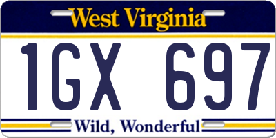 WV license plate 1GX697