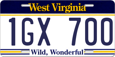 WV license plate 1GX700