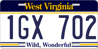 WV license plate 1GX702