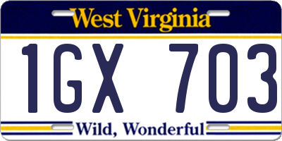 WV license plate 1GX703