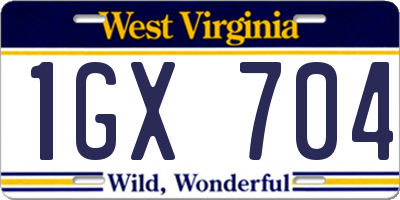 WV license plate 1GX704