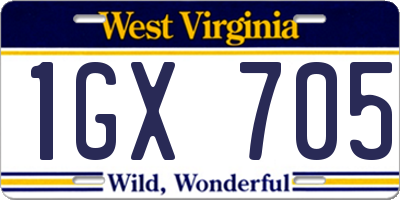 WV license plate 1GX705