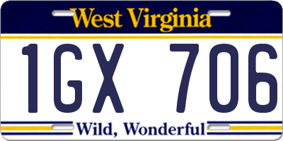 WV license plate 1GX706