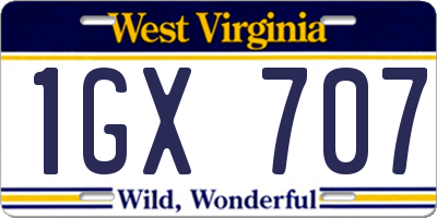 WV license plate 1GX707