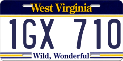WV license plate 1GX710
