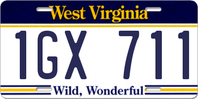 WV license plate 1GX711