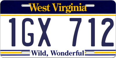 WV license plate 1GX712