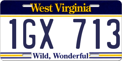 WV license plate 1GX713