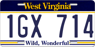 WV license plate 1GX714