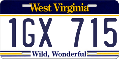 WV license plate 1GX715