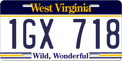 WV license plate 1GX718