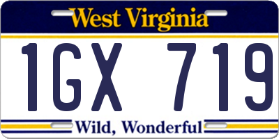WV license plate 1GX719
