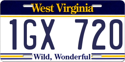 WV license plate 1GX720