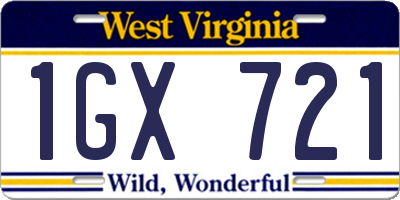 WV license plate 1GX721