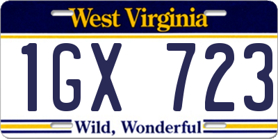 WV license plate 1GX723