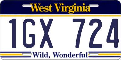 WV license plate 1GX724