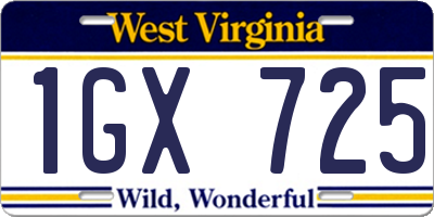 WV license plate 1GX725