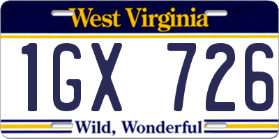 WV license plate 1GX726