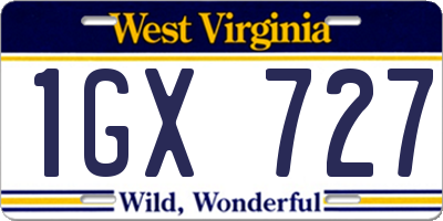 WV license plate 1GX727