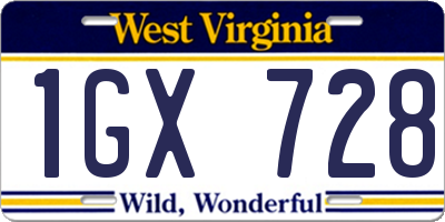 WV license plate 1GX728