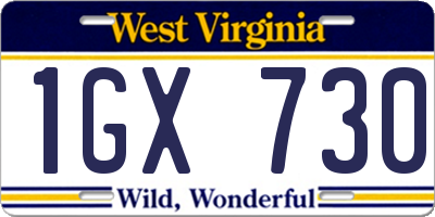 WV license plate 1GX730