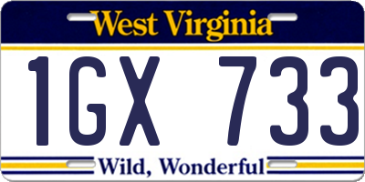 WV license plate 1GX733