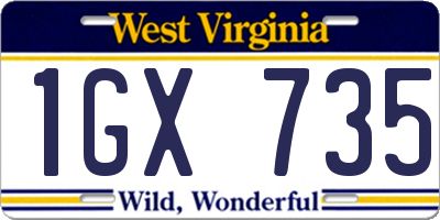 WV license plate 1GX735