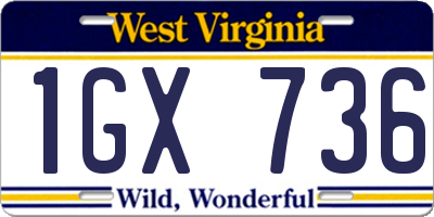 WV license plate 1GX736