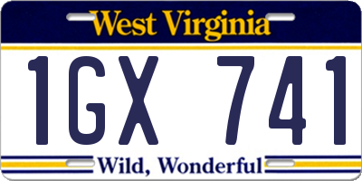 WV license plate 1GX741