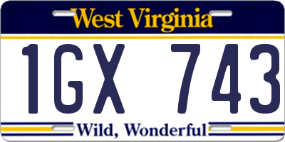 WV license plate 1GX743