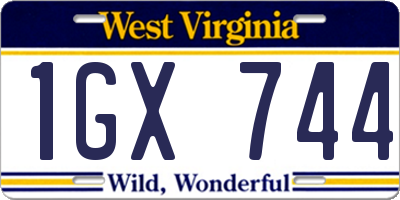 WV license plate 1GX744