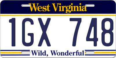 WV license plate 1GX748
