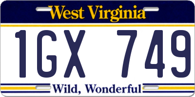 WV license plate 1GX749