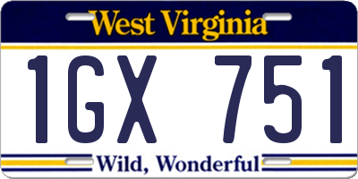 WV license plate 1GX751