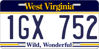 WV license plate 1GX752