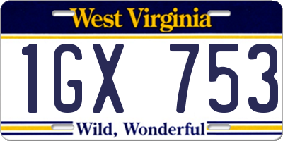 WV license plate 1GX753