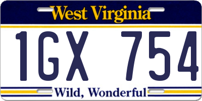 WV license plate 1GX754
