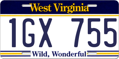 WV license plate 1GX755