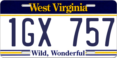 WV license plate 1GX757