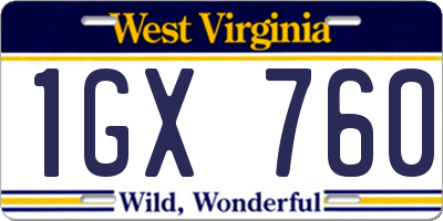 WV license plate 1GX760