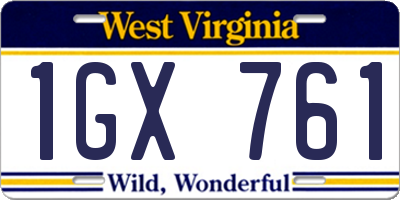 WV license plate 1GX761