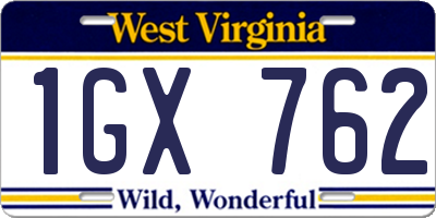 WV license plate 1GX762