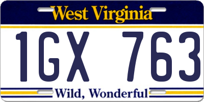 WV license plate 1GX763