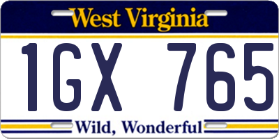 WV license plate 1GX765