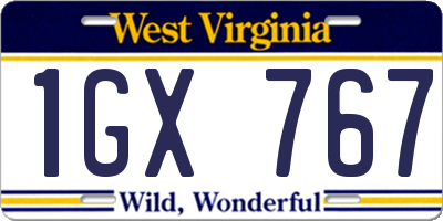 WV license plate 1GX767