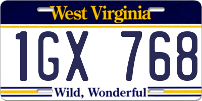 WV license plate 1GX768