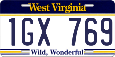 WV license plate 1GX769