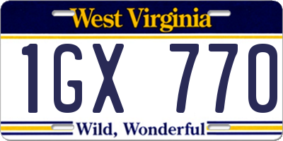 WV license plate 1GX770